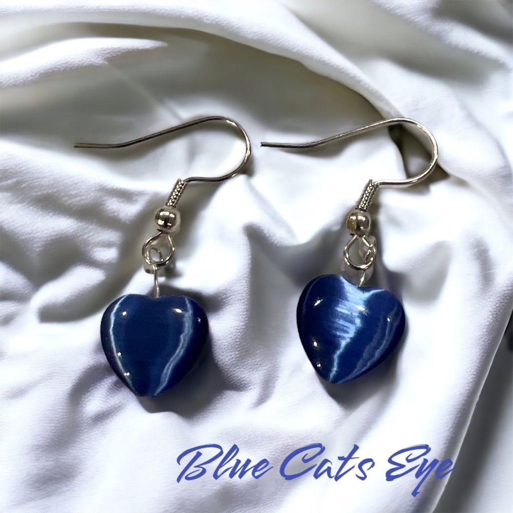 Cute Cats Eye Heart Shaped Drop Earrings. Multi Colored Stainless Steel Ear Hook